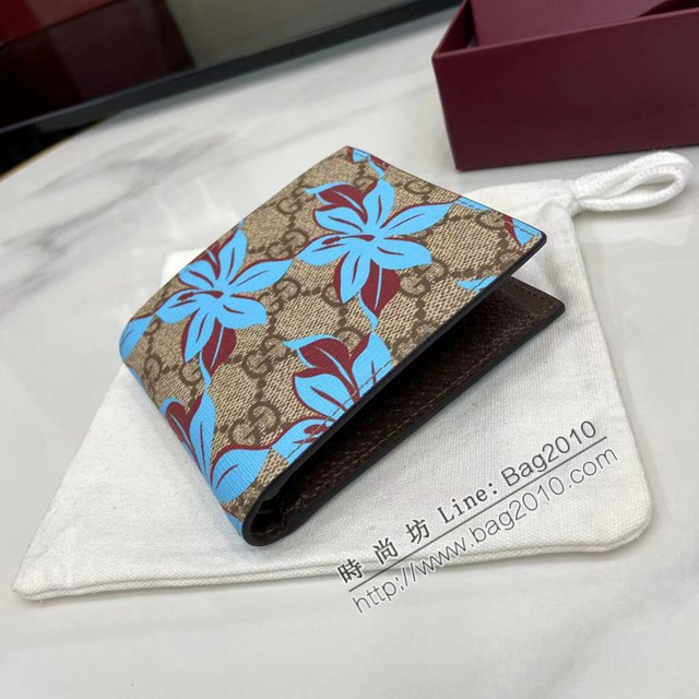 Gucci專櫃古馳2025早秋系列最新款花卉印花男款短夾錢包 jh2689型號：841146